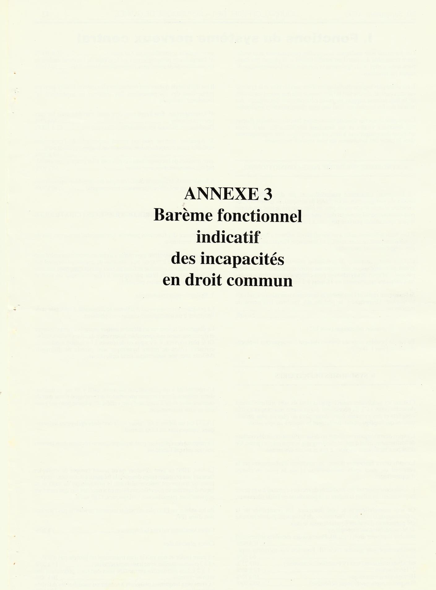 Annexe 3 — Barème fonctionnel indicatif des incapacités en droit commun — page source 120